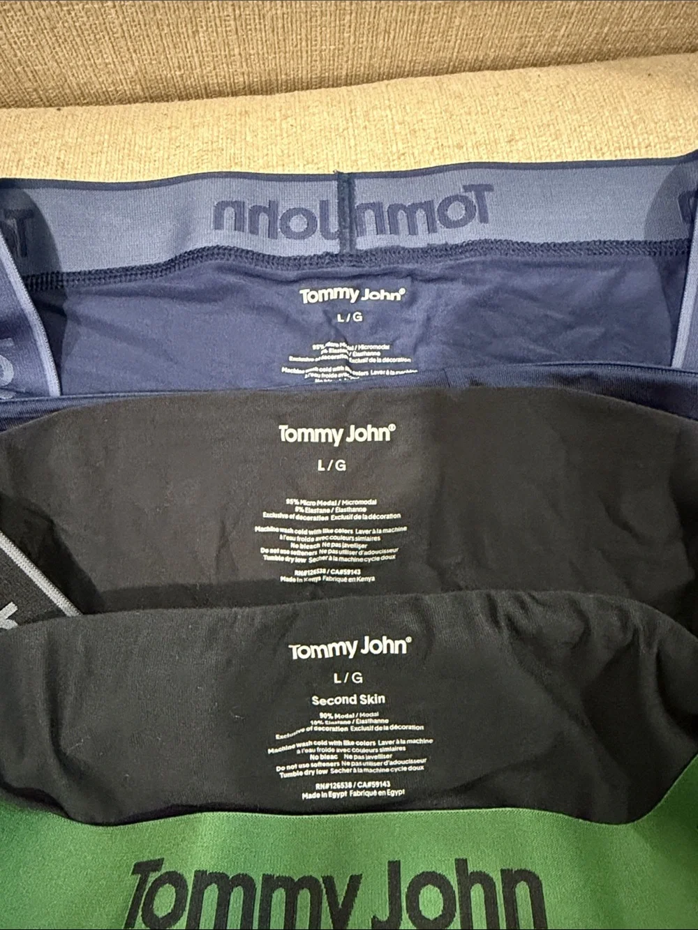 NEW Tommy John 3-Pack Second Skin Stretch Modal Boxer Briefs SZ Large